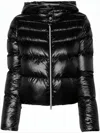 Herno Cropped Black Puffer Jacket With Finish In Black