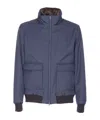 Herno Bomber Jacket With Removable Shearling Detail In Blue