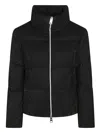 Herno Cropped Down Coat With Horizontal Quilting And High Stand Collar In Black