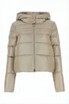 Herno Cropped Down Puffer Jacket With Horizontal Quilting In White