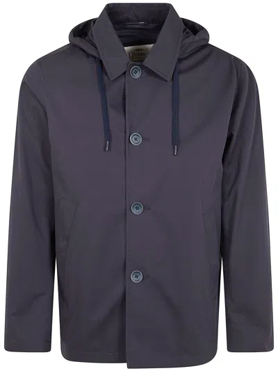 Herno Cropped Hooded Jacket In Blue