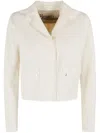 Herno Cropped Technical Fabric Jacket With Notched Collar In White