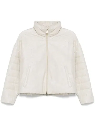 Herno Cropped Jacket With High Collar In White