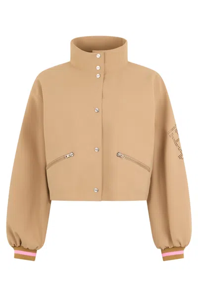 Herno Cropped Jacket With High Collar In Brown