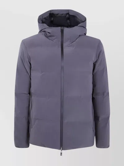 HERNO CROPPED JACKET WITH HOOD AND POCKETS