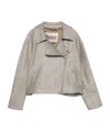Herno Metallic Boucle Loop Biker Jacket In Brown
