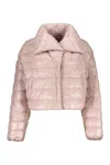 Herno Lace Cropped Puffer Jacket In Pink