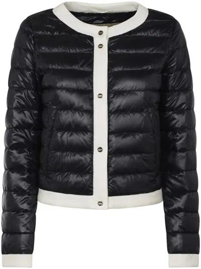 HERNO HERNO CROPPED QUILTED JACKET WITH CONTRASTING TRIM
