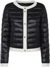 Herno Cropped Quilted Jacket With Contrasting Trim In Black