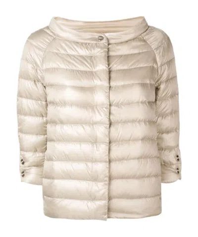 Herno Cropped Sleeve Down Jacket In Black