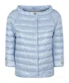 Herno Quilted Button Lightweight Padded Shiny Jacket In Blue