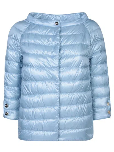 Herno Cropped Sleeved Down Jacket In Blue