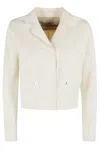 Herno Cropped Technical Fabric Jacket With Notched Collar