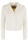Herno Cropped Technical Fabric Jacket With Notched Collar In White