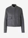 Herno Bomber Jacket In Luxury Wool And Nylon Ultralight In Buttons With Engraved Logo
