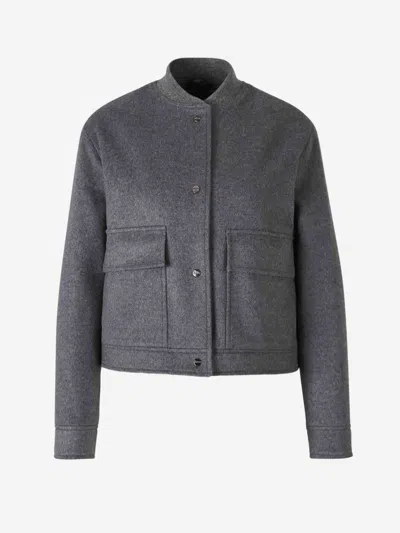 Herno Cropped Wool Coat In Grau