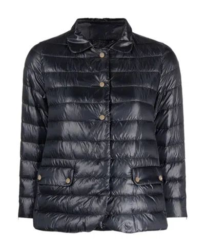 Herno Crop-sleeve Quilted Down Jacket In Black