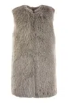 Herno Grey Sleeveless Vest With Concealed Closure On The Front In Ecofur Woman In Gray
