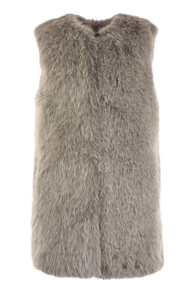 Herno Women Cruelty-free Fur Sleeve Coat In Brown