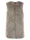 Herno Grey Sleeveless Vest With Concealed Closure On The Front In Ecofur Woman In Gray