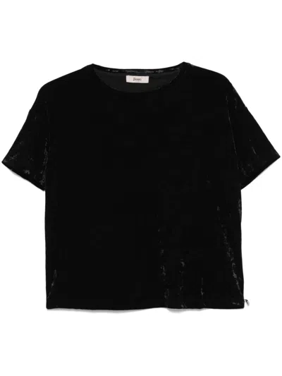 Herno Crushed-velvet T-shirt In Black