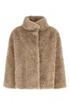 Herno Shearling-effect Polyester Coat In Neutral
