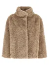 Herno Shearling-effect Polyester Coat In Neutral