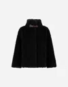 Herno Cape In Curly Alternative Fur In Black