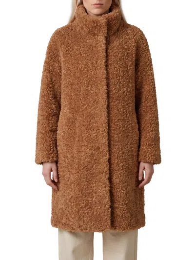 Herno Curly Faux Fur Coat In Brown