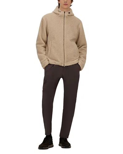 Herno Curly Melange Sherpa Hooded Bomber Jacket In Brown