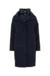 Herno Dark Blue Double Collar Coat In Dark Blue