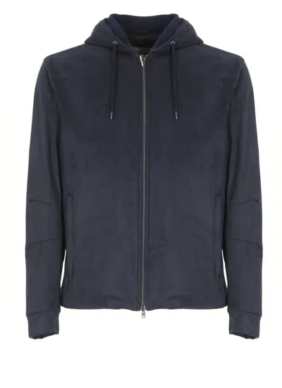 HERNO DARK BLUE PADDED JACKET WITH FUNCTIONAL DESIGN