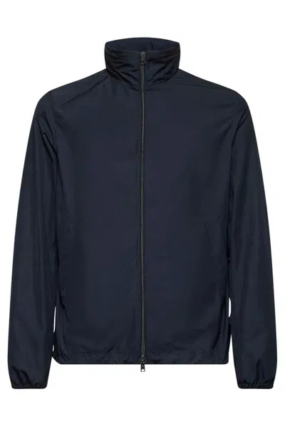 Herno Windproof Short Zip-up Jacket In Navy
