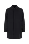 Herno Polyester Raincoat Back Vent Cuffed Sleeves Pockets In Black