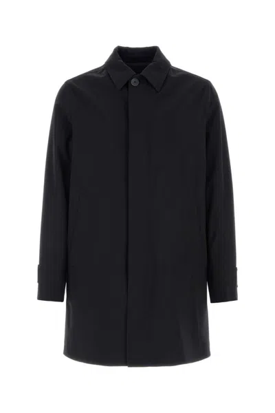 HERNO DARK BLUE SOLID RAINCOAT