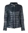 Herno Dark Blue Stand-collar Quilted Down Jacket In Black