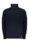 Herno Dark Blue Sweater With A High Collar In Blue