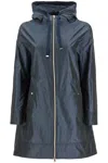 Herno Navy Blue Parka With Iridescent Effect And Slouchy Drawstring Hood