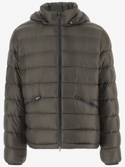 HERNO DARK GREEN NYLON PADDED DOWN JACKET