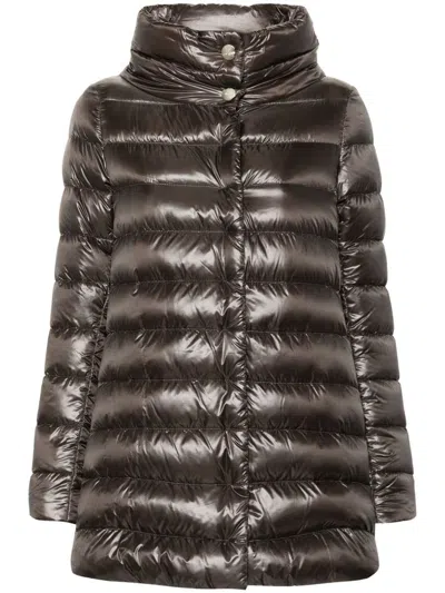HERNO DARK GREY A-SHAPE 'AMELIA' DOWN JACKET