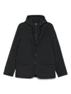 Herno Tailored Black Jacket With Detachable Hood In Black