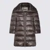 Herno Dark Grey Cleofe Down Jacket In Brown