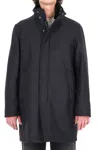 Herno Dark Grey Wool Coat With Eco-fur Lined Collar In Gray