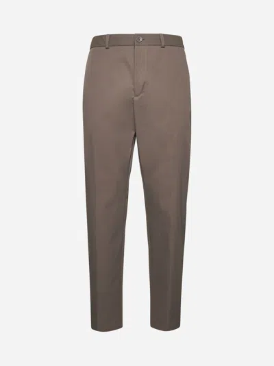 HERNO DARK TAUPE COTTON FEEL TROUSERS