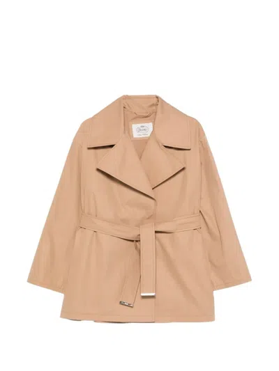 Herno Dean Hd Beltted Raincoat In Neutral