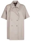 Herno Double-breasted Hooded Trench Coat In Tortora