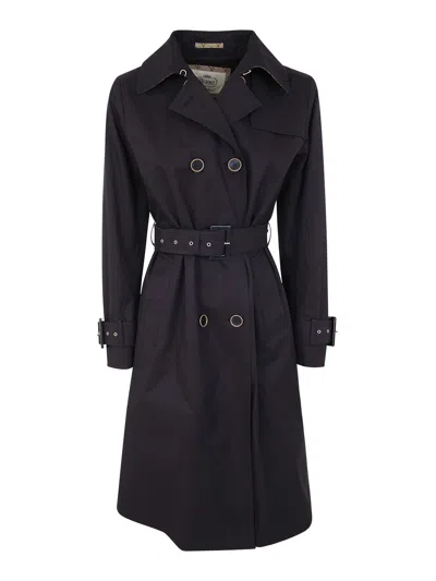 Herno Delan Double Breasted Trench In Blue