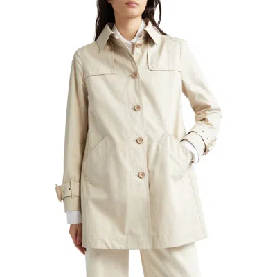Herno Delon Cotton Short Trench Coat In Neutral