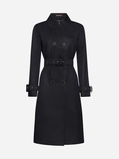 Herno Laminar Belted Trench Coat In Blue