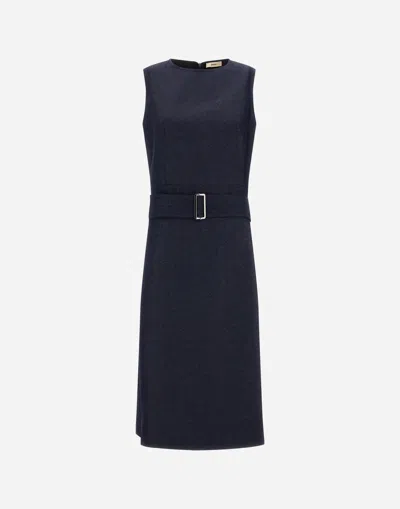 Herno Denim-effect Cotton Dress In Blue
